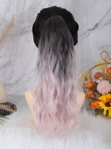 Medium Curly Ombre Ponytail Synthetic Hair Extension - Multicolor - View 4