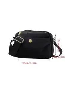 Button Decor Ruched Detail Square Bag - Black - View 4