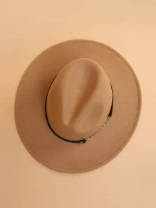 1pc Y2k Style Unisex Chain Belt Sun Protection Stylish Versatile Hat Suitable For Daily Wear - Khaki - View 3