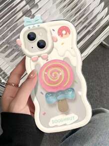 Cartoon Graphic Phone Case With Pop Out Phone Grip - Multicolor - View 3