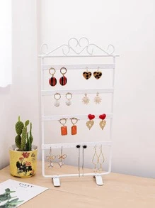1pc Heart Detail Foldable Earring Display Rack, Gift For Valentine's Day Back To School - White - View 2