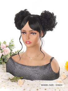 2入組卷合成纖維髮髻 - 黑色 - 查看 2