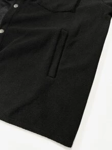 Manfinity Homme Men's Loose Fit Fleece Coat With Patched Pockets