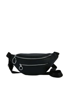 Minimalist Zipper Bum Bag - Black - View 3
