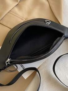 Minimalist Zipper Bum Bag - Black - View 4