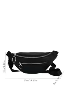 Minimalist Zipper Bum Bag - Black - View 7