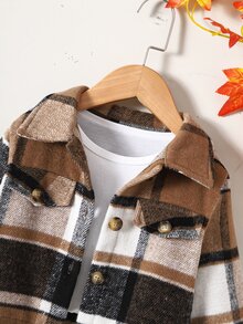 Toddler Girls Plaid Print Jacket Without Tee - Multicolor - View 3