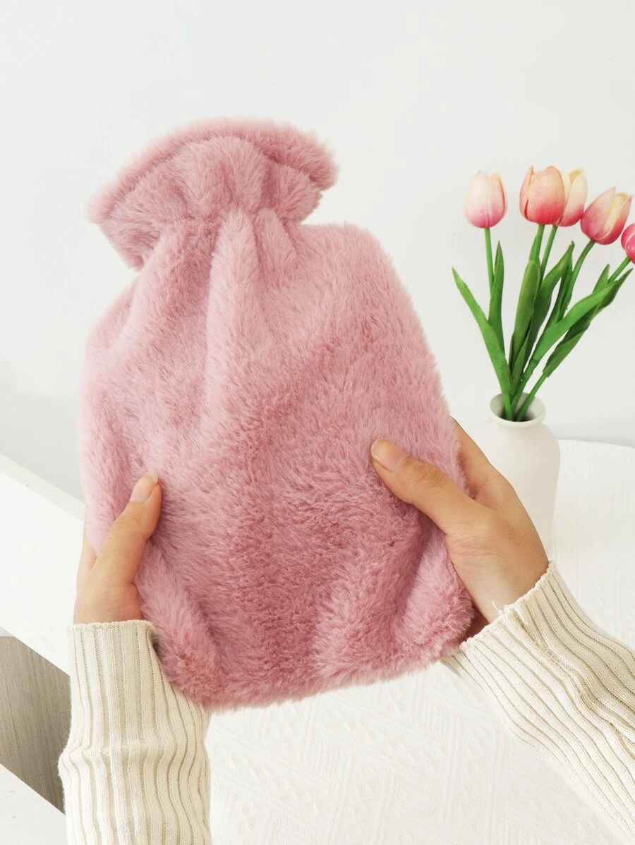 1pc Random Color Fluffy Hot Water Bag - Pink - View 1
