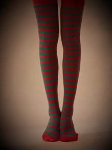 ROMWE Fairycore Calcetines Largos A Rayas Por Encima De La Rodilla - Multicolor - Ver 3
