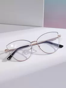 Cat Eye Women's Fashionable Design Glasses - Gold - View 1