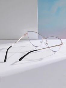 Cat Eye Women's Fashionable Design Glasses - Gold - View 3
