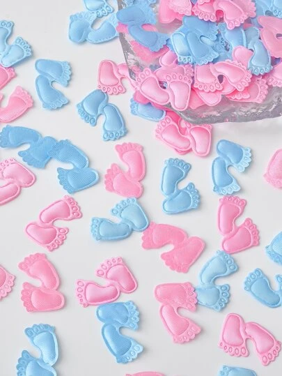 100pcs Footprint Design Random Throwing Confetti, Non-Woven Fabric Colorful Throwing Decoration For Baby Shower Party,Christmas