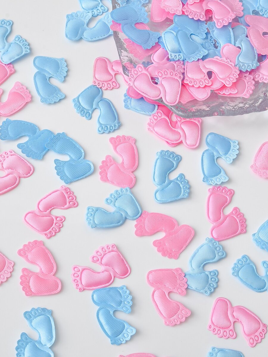 100 chiếc giấy vụn hình dấu chân ngẫu nhiên, vải không dệt nhiều màu sắc dùng trang trí tiệc mừng em bé chào đời, Giáng sinh - Nhiều màu - Xem 1