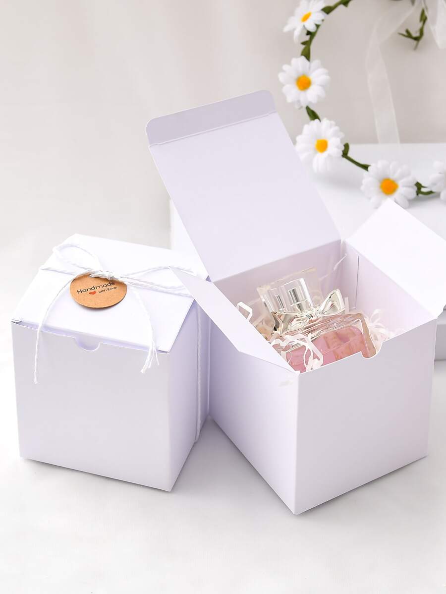 5 cái - Hình vuông Hộp đóng gói quà tặng Với Ruy băng , Qủa tặng Hộp đóng gói , Hộp Quà , Hiện tại Hộp - trắng - Xem 1