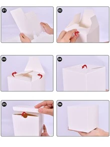 5 cái - Hình vuông Hộp đóng gói quà tặng Với Ruy băng , Qủa tặng Hộp đóng gói , Hộp Quà , Hiện tại Hộp - trắng - Xem 4