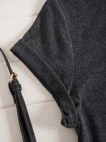 SHEIN Essnce Letter Graphic Tee - Dark Grey - View 3