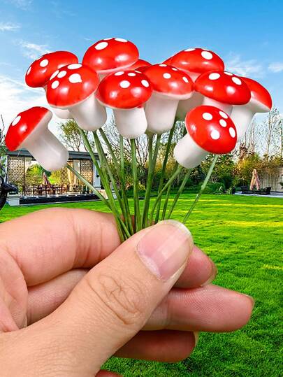 40入組蘑菇設計裝飾花園樁