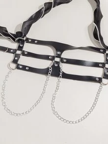 Chain Decor Harness Belt - Black - View 3