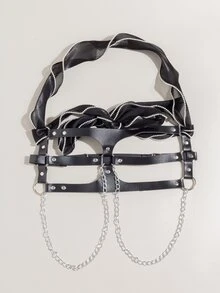 Chain Decor Harness Belt - Black - View 4