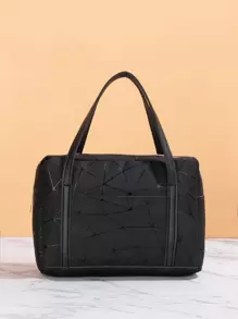 Bolsa cuadrada con patrón geométrico - Negro - Ver 1