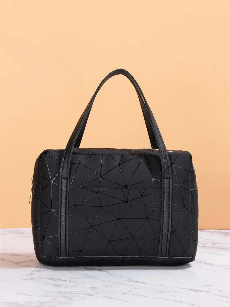 Bolsa cuadrada con patrón geométrico - Negro - Ver 1