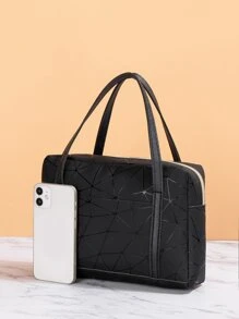 Bolsa cuadrada con patrón geométrico - Negro - Ver 3