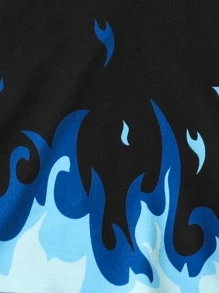 SHEIN Girls Butterfly & Fire Print Hoodie & Joggers - Black - View 6