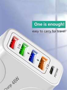 1USBC和2USBA端口快速充電器 - 白色 - 查看 5