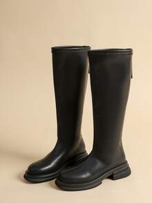 Zip Back Combat Boots - Black - View 1