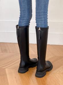 Zip Back Combat Boots - Black - View 4