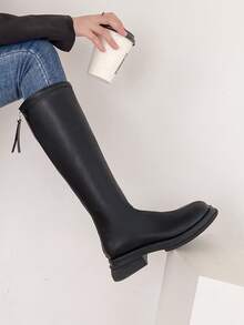 Zip Back Combat Boots - Black - View 5