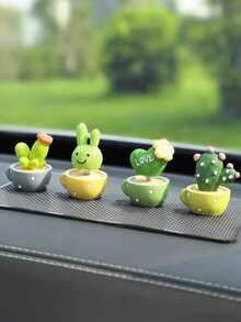 4入組卡通盆栽植物設計車內裝飾品 - 彩色 - 查看 2