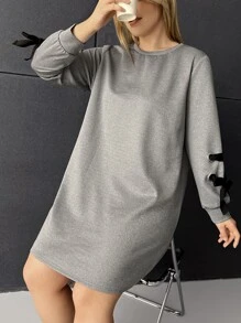 Calvaya Vestido De Talla Grande Con Detalle Anudado Y Diseño De Jersey - Gris Claro - Ver 3