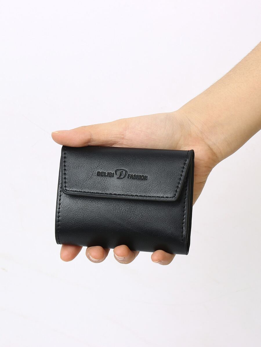 Men Letter Graphic Small Wallet Credit Card Small Purse ID Window Bi-Fold Men Wallet Portable, Money, Cash White-Collar Workers, For Male College, Work, Business, Commute, Office, For Anniversary, For Couple, For Birthday Gift, On Valentine Day Gift, Gift - Black - View 1