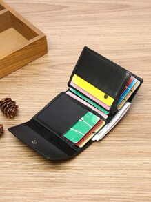 Men Letter Graphic Small Wallet Credit Card Small Purse ID Window Bi-Fold Men Wallet Portable, Money, Cash White-Collar Workers, For Male College, Work, Business, Commute, Office, For Anniversary, For Couple, For Birthday Gift, On Valentine Day Gift, Gift - Black - View 6