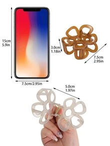 4pcs Flower Design Hair Claw - Multicolor - View 3