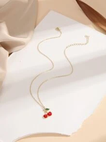 櫻桃吊墜項鍊 - 彩色 - 查看 2