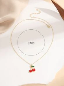 櫻桃吊墜項鍊 - 彩色 - 查看 3