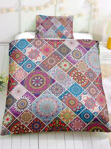 Mandala Pattern Duvet Cover Set Without Filler - Multicolor - View 6