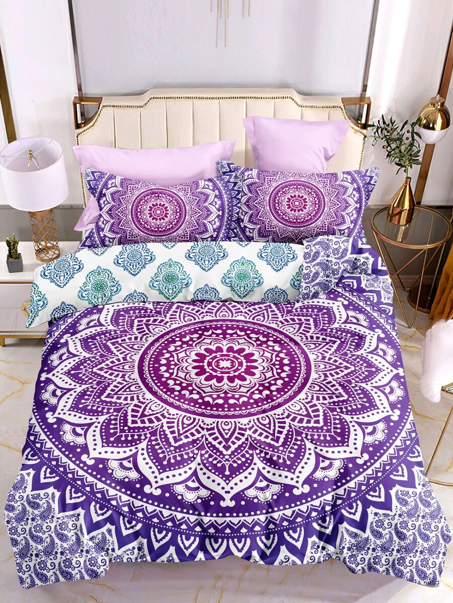 曼陀羅圖案被套套裝不附帶內芯 - 彩色 - 查看 1