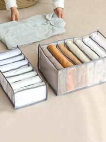 1pc Polyester Underwear Storage Box, Minimalist Contrast Binding Multi-grid Sock Underwear Organizer Divider For Bedroom - Multicolor - View 1