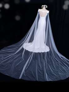 Guipure Lace Panel Bridal Veil Fall Clothes For Women - White - View 4