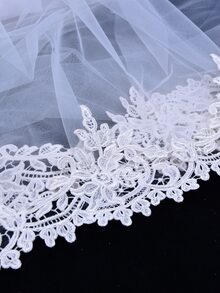 Guipure Lace Panel Bridal Veil Fall Clothes For Women - White - View 5