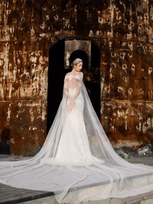 Guipure Lace Panel Bridal Veil Fall Clothes For Women - White - View 6