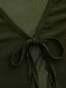 SHEIN ICON Top con cordón delantero ribete en forma de lechuga de malla