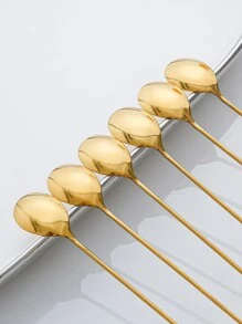 2pcs Gold/Silver Beaded Decorative Spoons, Coffee Spoons, Cake/Snack Spoons - Gold - View 4