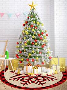 1pc Snowflake Pattern Christmas Tree Skirt - Multicolor - View 3