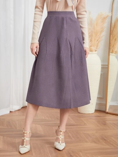 Modelyn 高腰拼接細節針織短裙