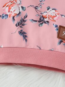 Toddler Girls Floral Print Ruffle Trim Sweatshirt & Joggers - Dusty Pink - View 3