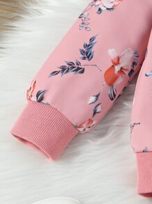 Toddler Girls Floral Print Ruffle Trim Sweatshirt & Joggers - Dusty Pink - View 4